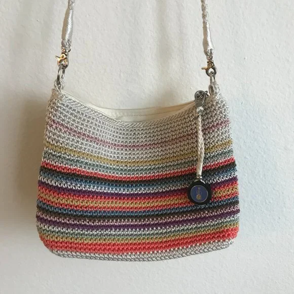 The Sak Crochet Crossbody Rainbow Striped Crossbody Vegan Recycled Bag - Picture 2 of 9